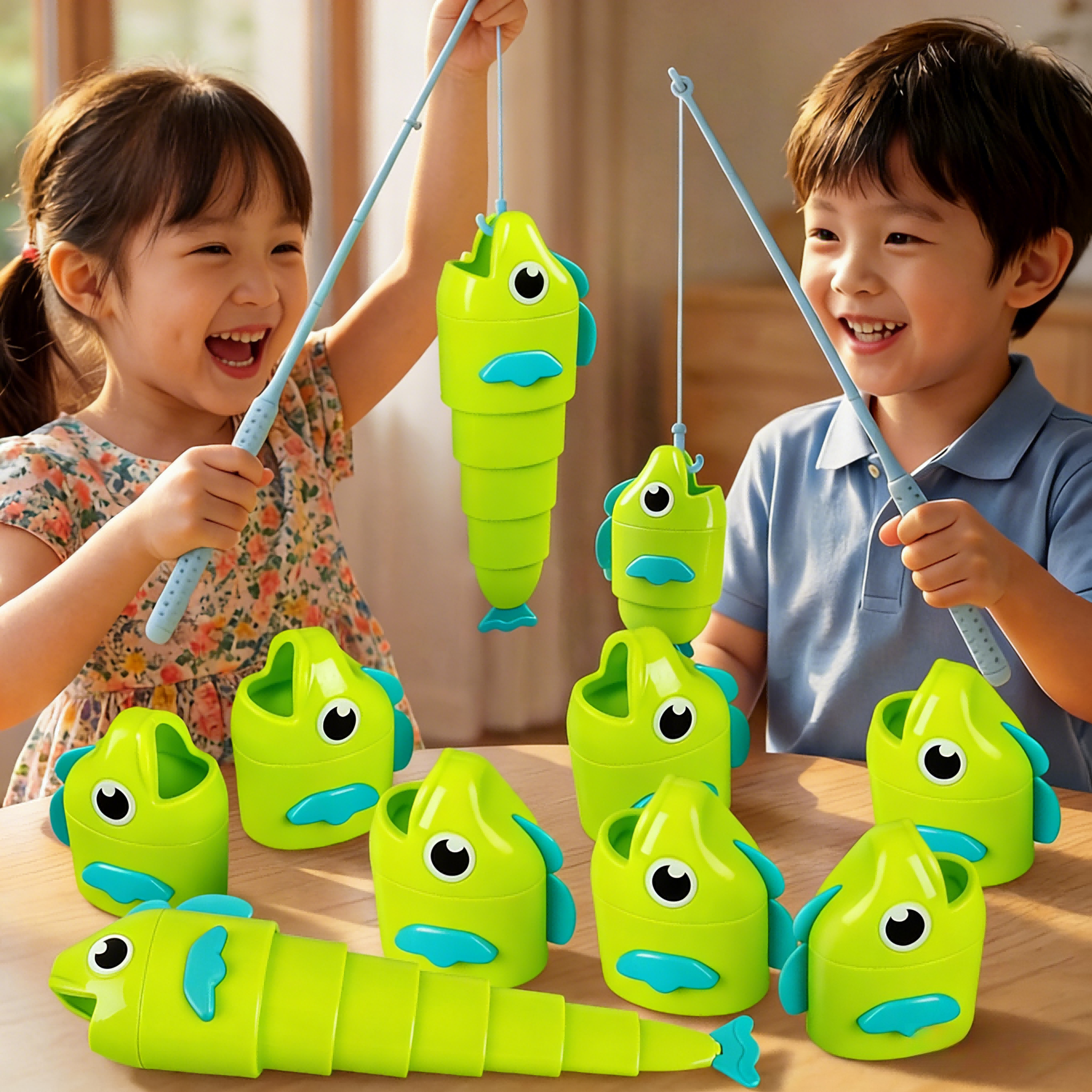 Fishing Equipment For Kids - 2 Player Telescoping Fish Catch Game